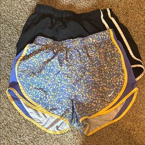 Nike Black and Blue Athletic Shorts with Moisture-Wicking Fabric
